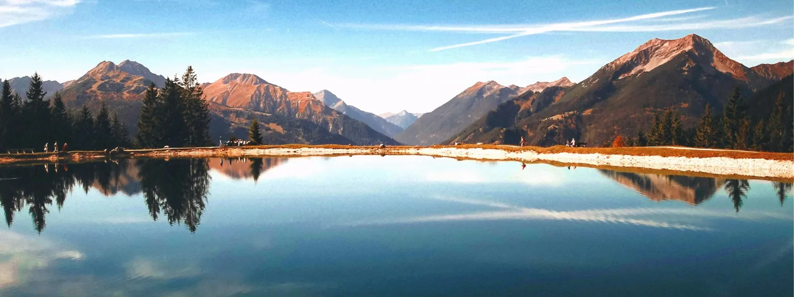 Mountains reflected in a quiet lake